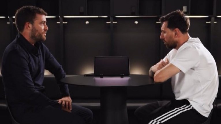 Leo Messi durante una entrevista con Fabrizio Romano hablando sobre su sueño de ganar la MLS Cup con Inter Miami.