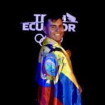 David Farinango en el podio del Panamericano de Aguas Abiertas